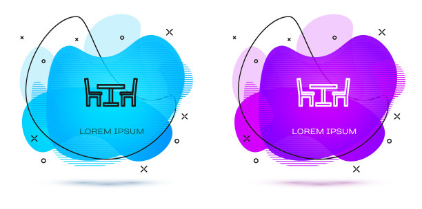 线条木桌与椅子图标隔离上图片下载