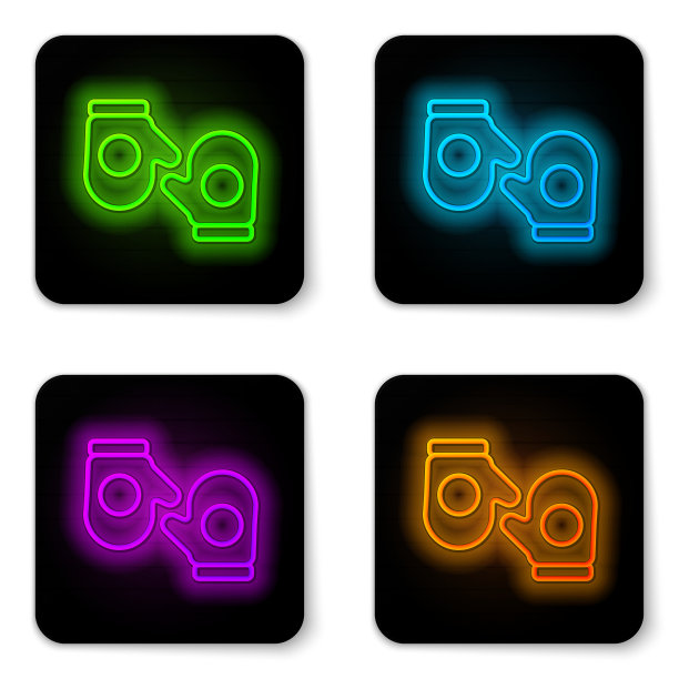 发光的霓虹灯线圣诞手套图标孤立图片下载