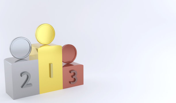 3D渲染领奖台上的冠军与金牌、银牌、铜牌。3D插图仪式基座图片下载