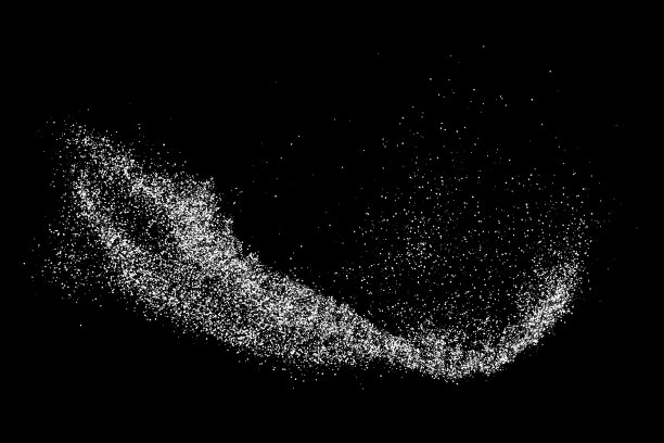 摘要黑色背景上孤立的白色颗粒状纹理图片下载