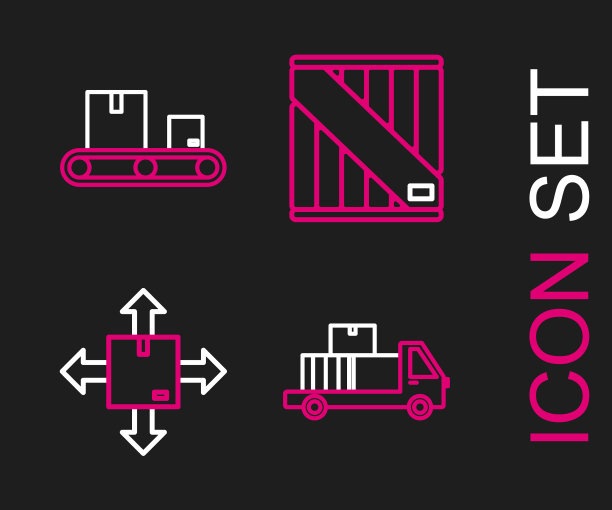 设置纸板箱线运输卡车图片下载