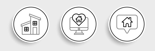 设置线地图指针与房子房子和监视器图片下载