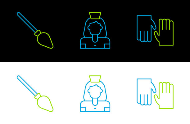 套线橡皮手套，把扫帚和清洁图片下载