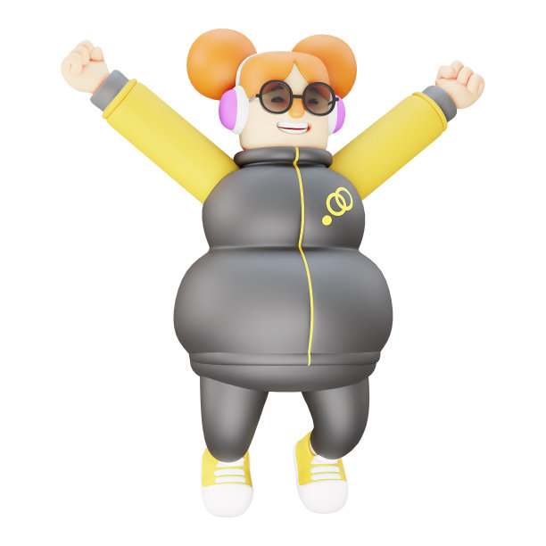 可爱的3d有趣的女孩卡通图片与一个幸福图片下载