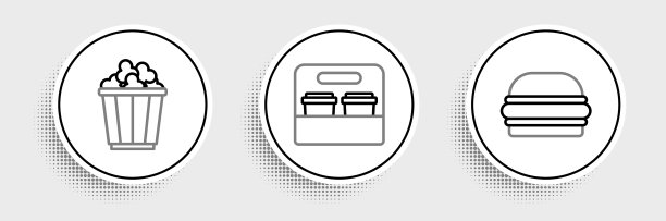 将盒装的汉堡爆米花和咖啡杯放入图片下载