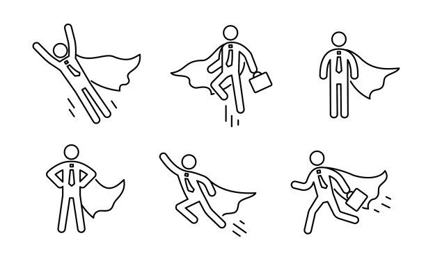 超级英雄商业象形人线图标集图片下载