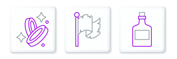 定行酒喝朗姆酒海盗币和旗帜图片下载