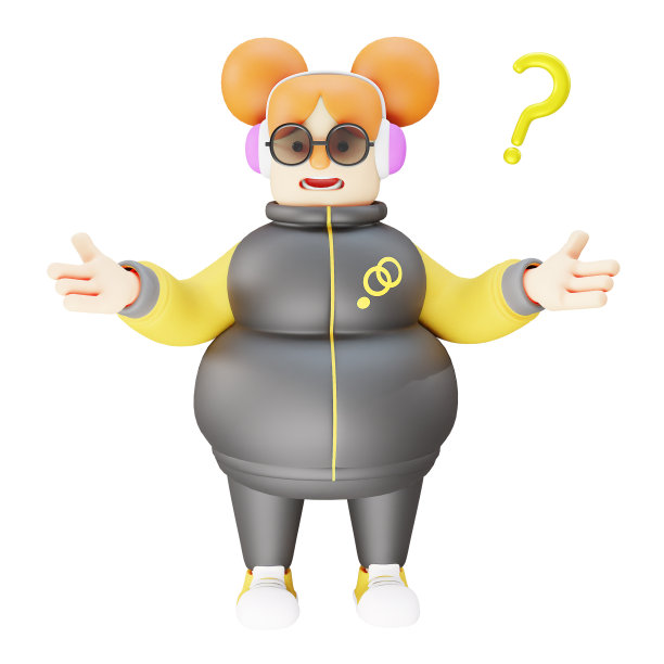 3d有趣的女孩卡通设计感到困惑图片下载