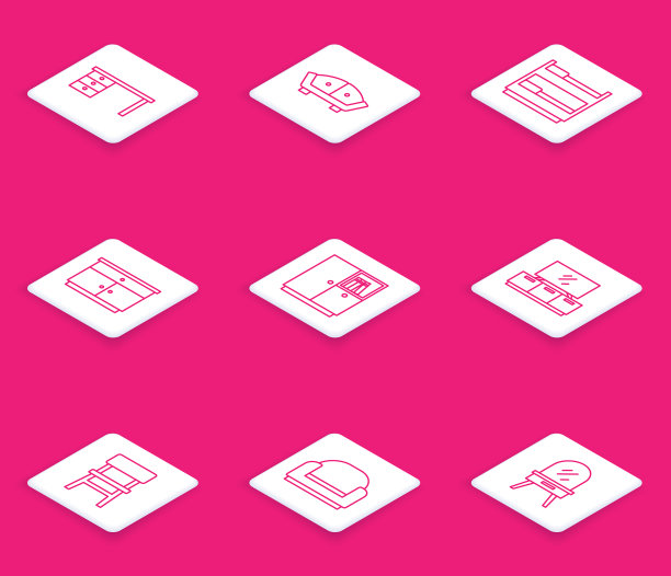 设置线条办公桌沙发上下铺床家具图片下载