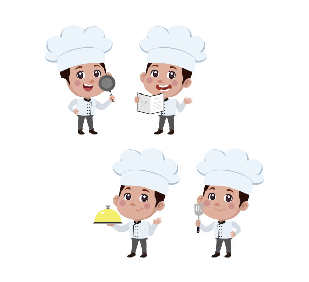 一组不同姿势的厨师角色图片下载