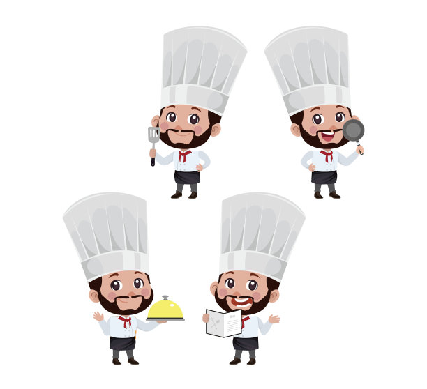 一组不同姿势的厨师角色图片下载
