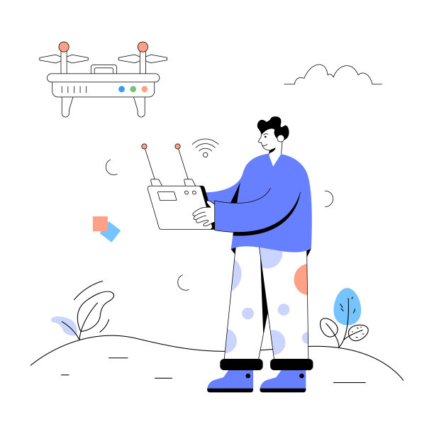 现代科技，无人机的平面插图图片下载