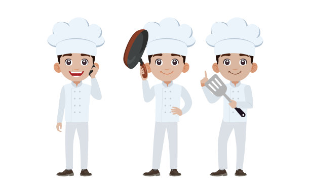 一组不同姿势的厨师角色图片下载