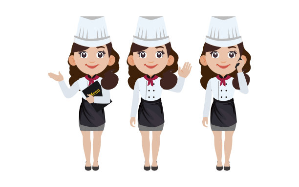 一组不同姿势的厨师角色图片下载