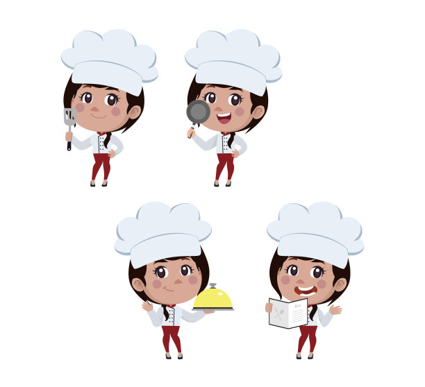 一组不同姿势的厨师角色图片下载