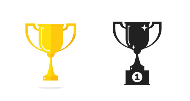 奖杯金杯剪影形状图标黑色图片下载