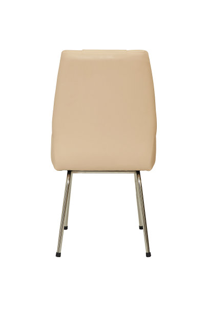 小米色皮革办公椅在白色背景上严格的风格，背面视图图片下载