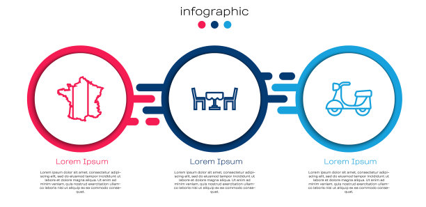 法国咖啡馆和滑板车的线图图片下载