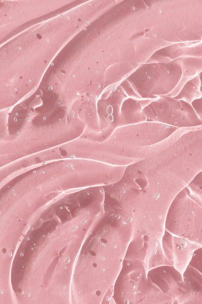 用透明质酸制成的粉嫩凝胶或精华液。含氧气泡泡的化妆品透明液体面霜。健康美容理念。洗手液、病毒保护。图片下载