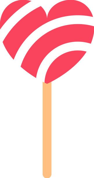 红心形状的棒棒糖孤立的平面图标图片下载