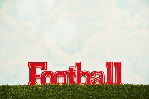 体育背景与足球标志和草地。空间复制图片下载