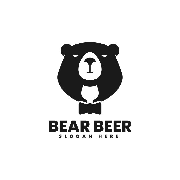 矢量插图熊啤酒剪影风格。图片下载