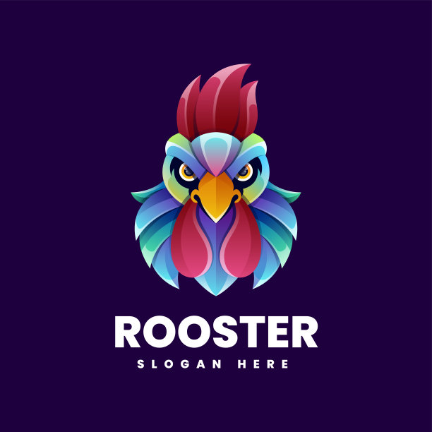 向量插图公鸡渐变彩色风格。图片下载