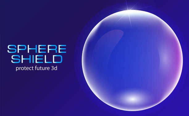 球体保护未来的3d盾牌。向量半透明球体图片下载