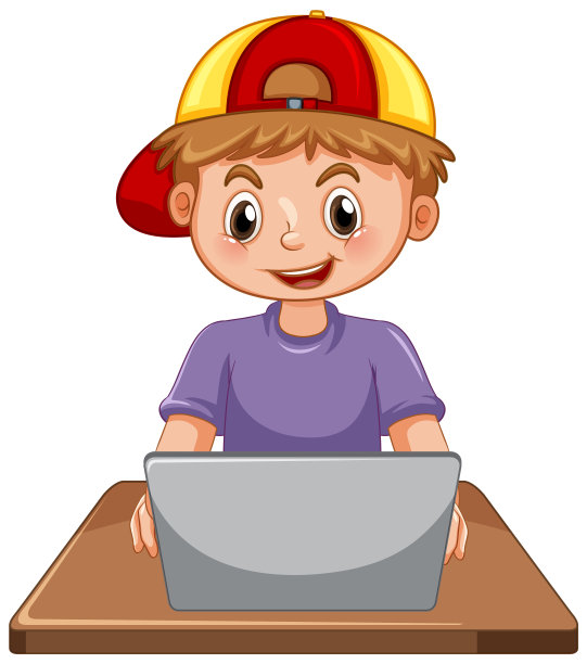 一名男子使用笔记本电脑卡通图片下载