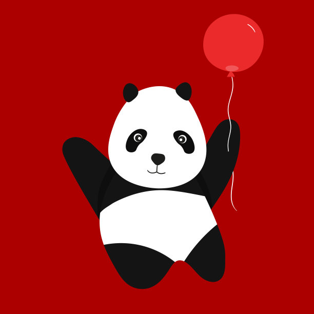可爱的熊猫宝宝孤立在彩色背景。有趣的亚洲动物。卡片，给孩子们的明信片。小熊笑了。平面矢量插图横幅，卡片，墙纸，海报图片下载