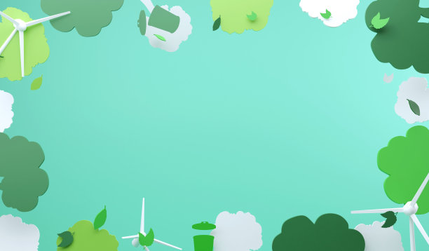 3D渲染全球循环，俯视图环境和风车复制空间。节约地球和能源的理念图片下载