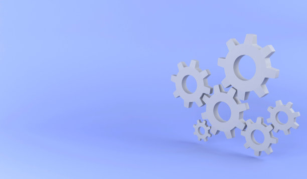 蓝色背景上的3D渲染齿轮。3D插图团队合作概念图片下载