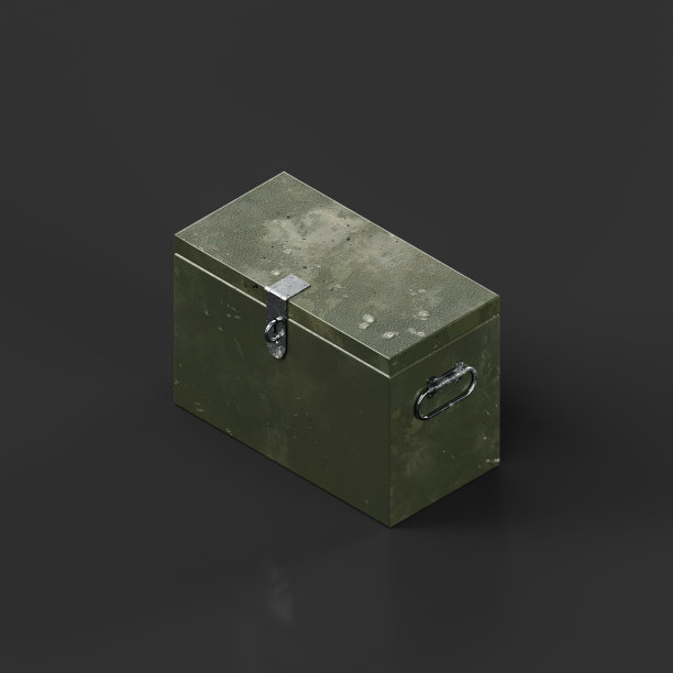 军用金属箱，绿色储色箱，3d渲染图片下载