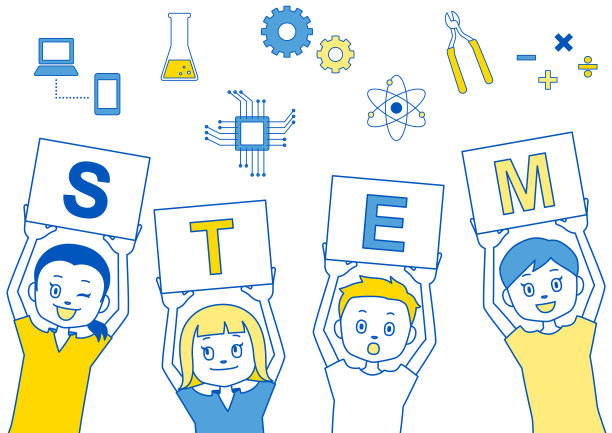 有趣的STEM学习概念插图(白色背景，矢量，剪接)图片下载
