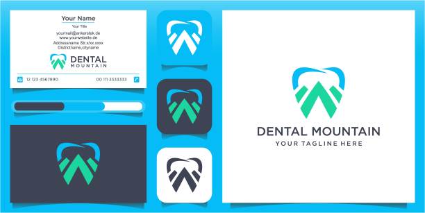 创意插图简单山在牙科标志符号设计向量图片下载