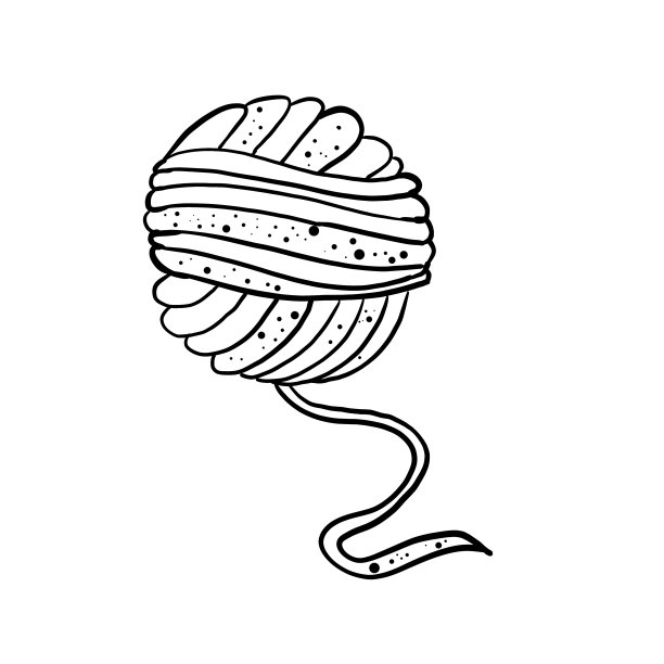 毛线团:一团用黑纱和白纱编织的线团图片下载