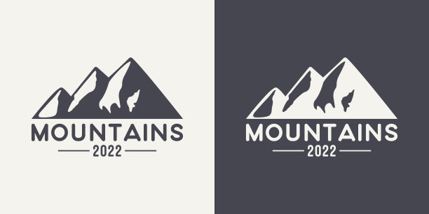 手工绘制山脉的矢量通风标签。为滑雪场，远足，登山，山地自行车标志集的插图。绘制冬季景观，露营设计图片下载