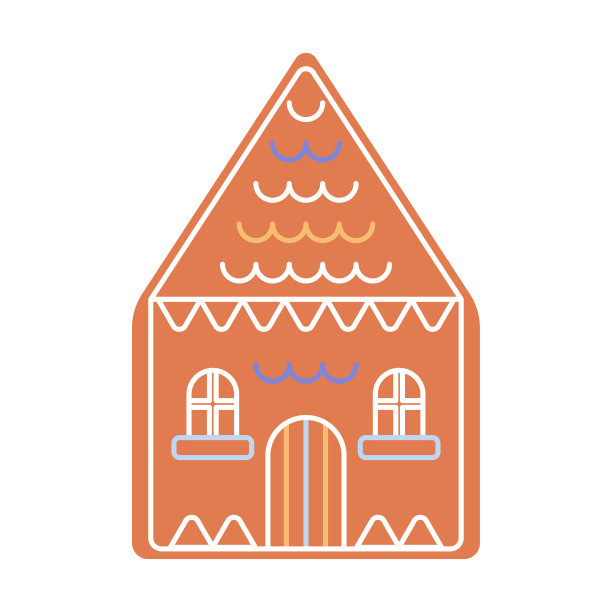 白底房子形状的姜饼图片下载