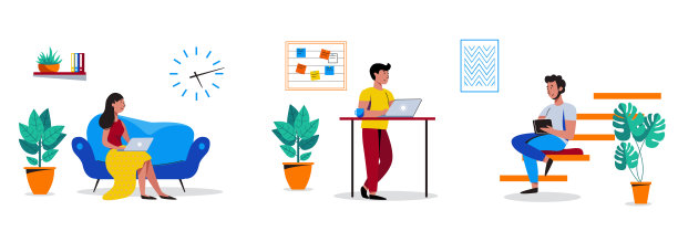 有些人在友好的开放空间工作。联合办公，自由职业，团队合作，沟通，互动，想法，独立活动概念。矢量插图在白色背景图片下载