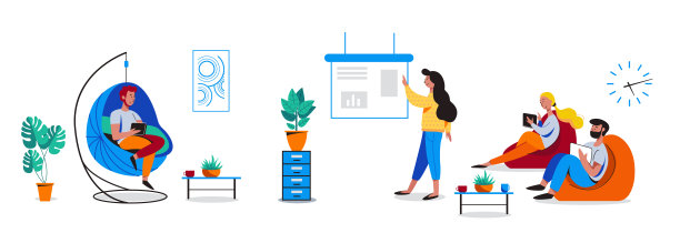 人们在友好的开放空间工作。联合办公，自由职业，团队合作，沟通，互动，想法，独立活动概念。矢量插图在白色背景图片下载