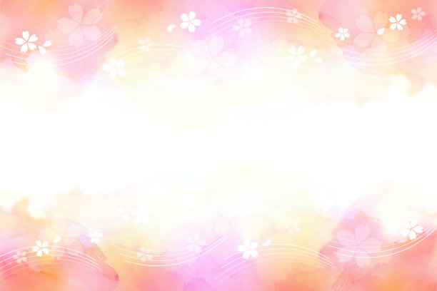 樱花和翱翔的花瓣背景与水彩触摸图片下载