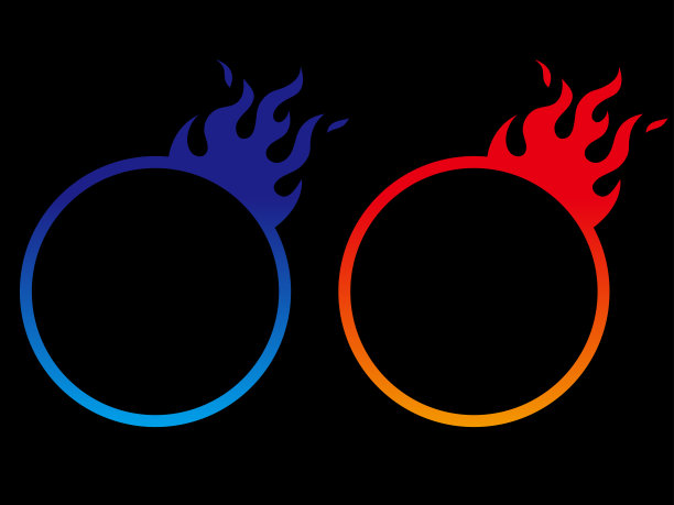 火焰图案衬线语音气泡圆形框架设置黑色图片下载