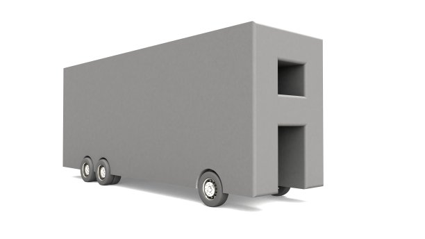 字母A形状的公共汽车的3D插图图片下载