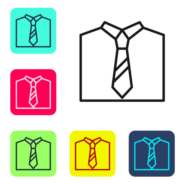 黑色线领带图标孤立在白色背景图片下载