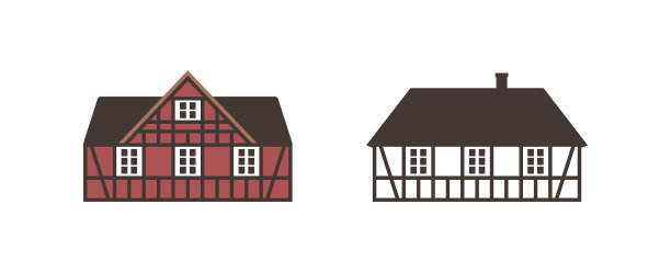 一套半木结构的房子图片下载