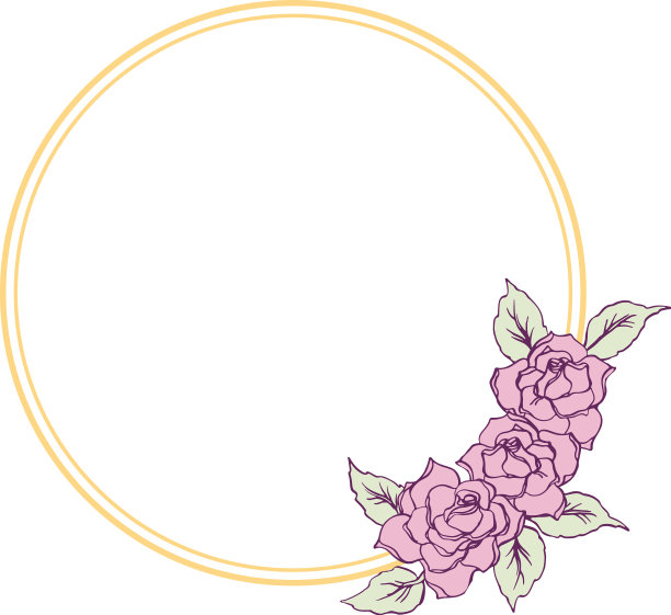 粉色玫瑰圆框手绘图片下载