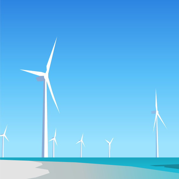 海岸上的风电场图片下载