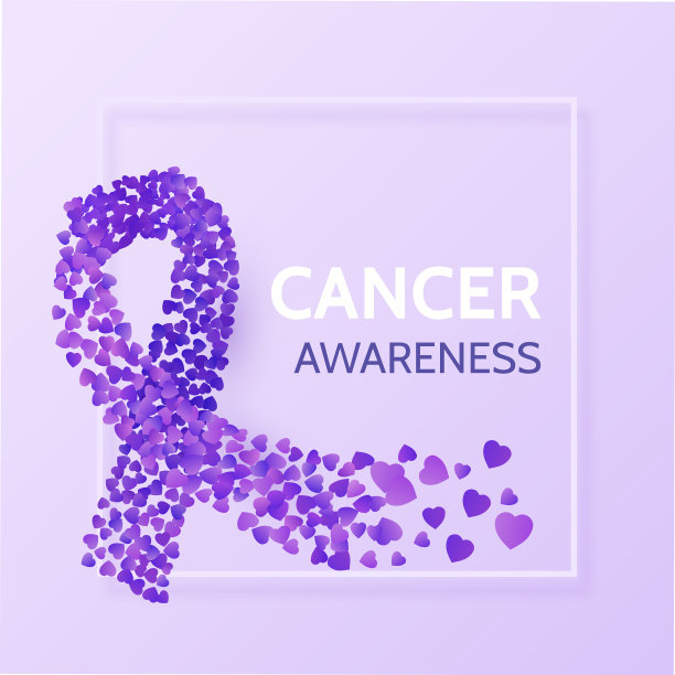 紫丝带做的心-癌症意识图片下载