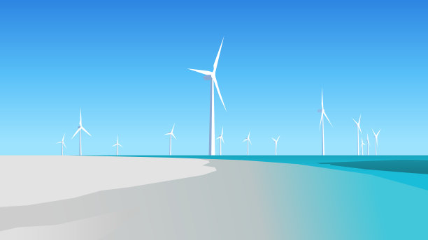 海岸上的风电场图片下载