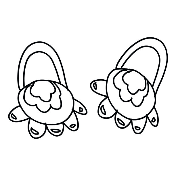 在孤立的白色背景上画出涂鸦风格的拖鞋图片下载